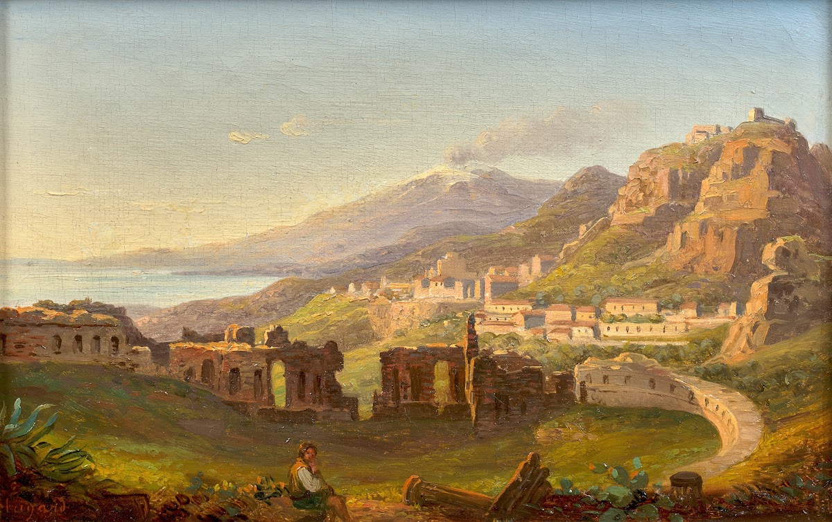 Vue du théâtre de Taormine avec lEtna en arrière plan