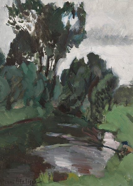 Arbres au bord de leau Bohain 1903