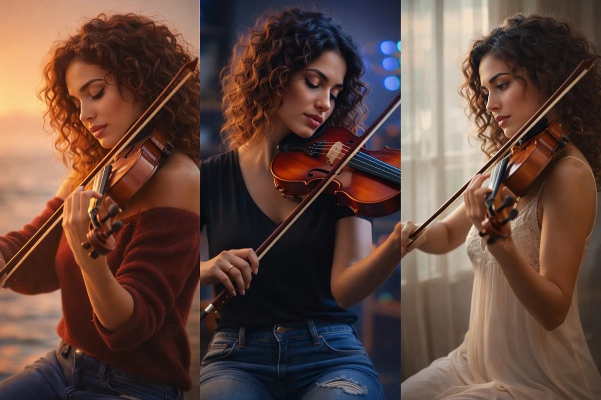 Retrato ultrarrealista de un violinista