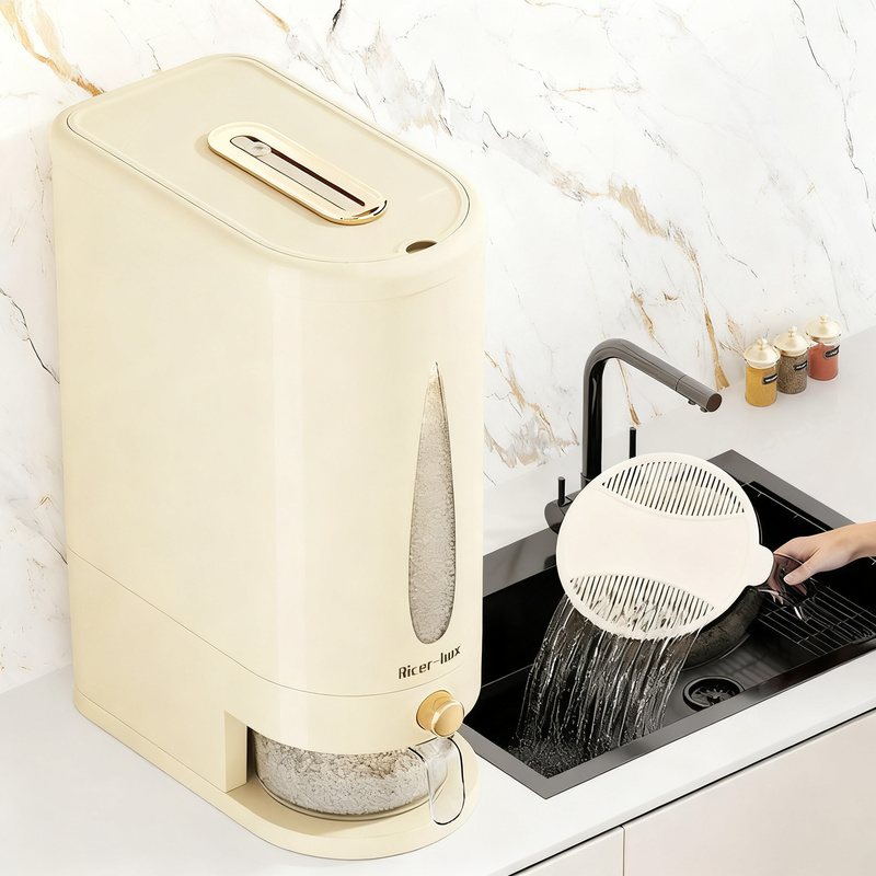 Plastic rice container with pressure seal, airtight