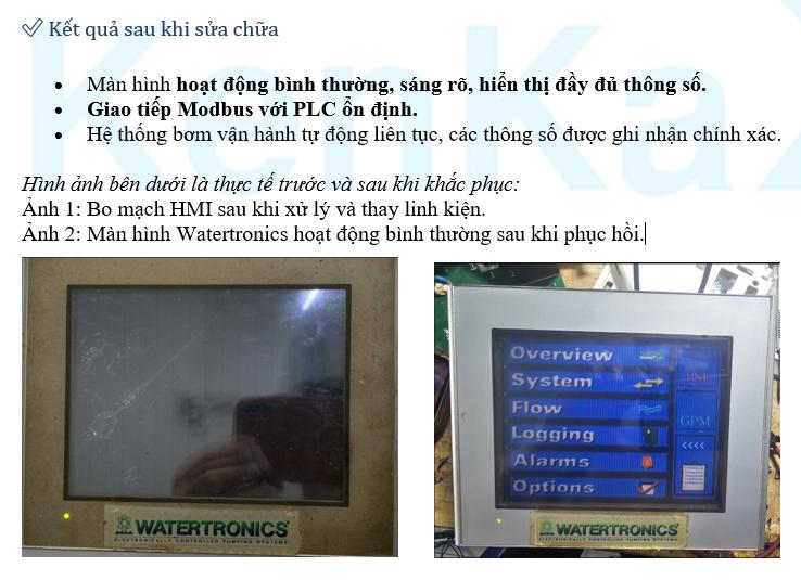 Khắc phục màn hình điều khiển trạm bơm sân golf Watertronics bị hỏng