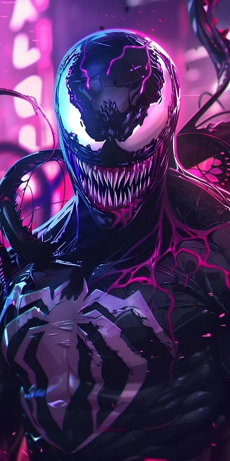 Venom In Neon Purple Glow iPhone Phone Wallpaper
