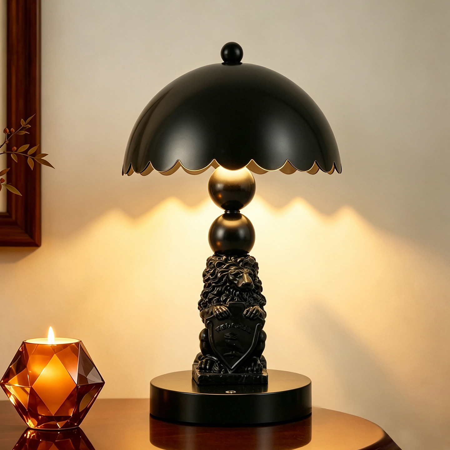 Black Lion Mushroom Lamp with Color Change