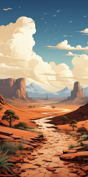 Desert Landscape, Southwest, Canyon, Arid Environment 2K iPhone Wallpaper Background