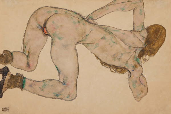 Nude Bending Over Left Arm on Hip 1914