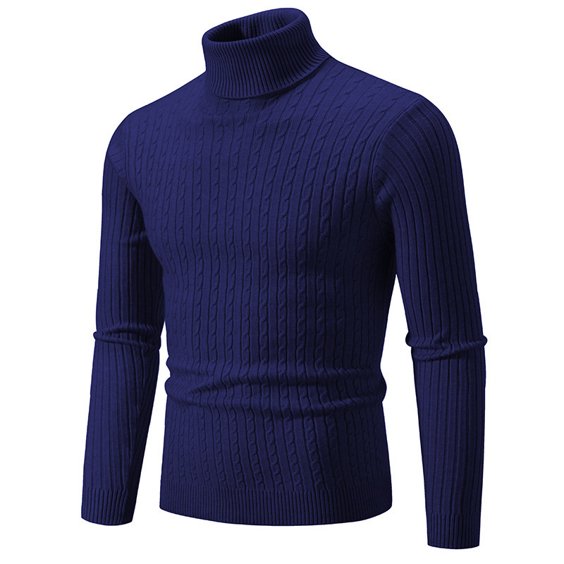 Men's turtleneck sweater, cable knit pattern, classic
