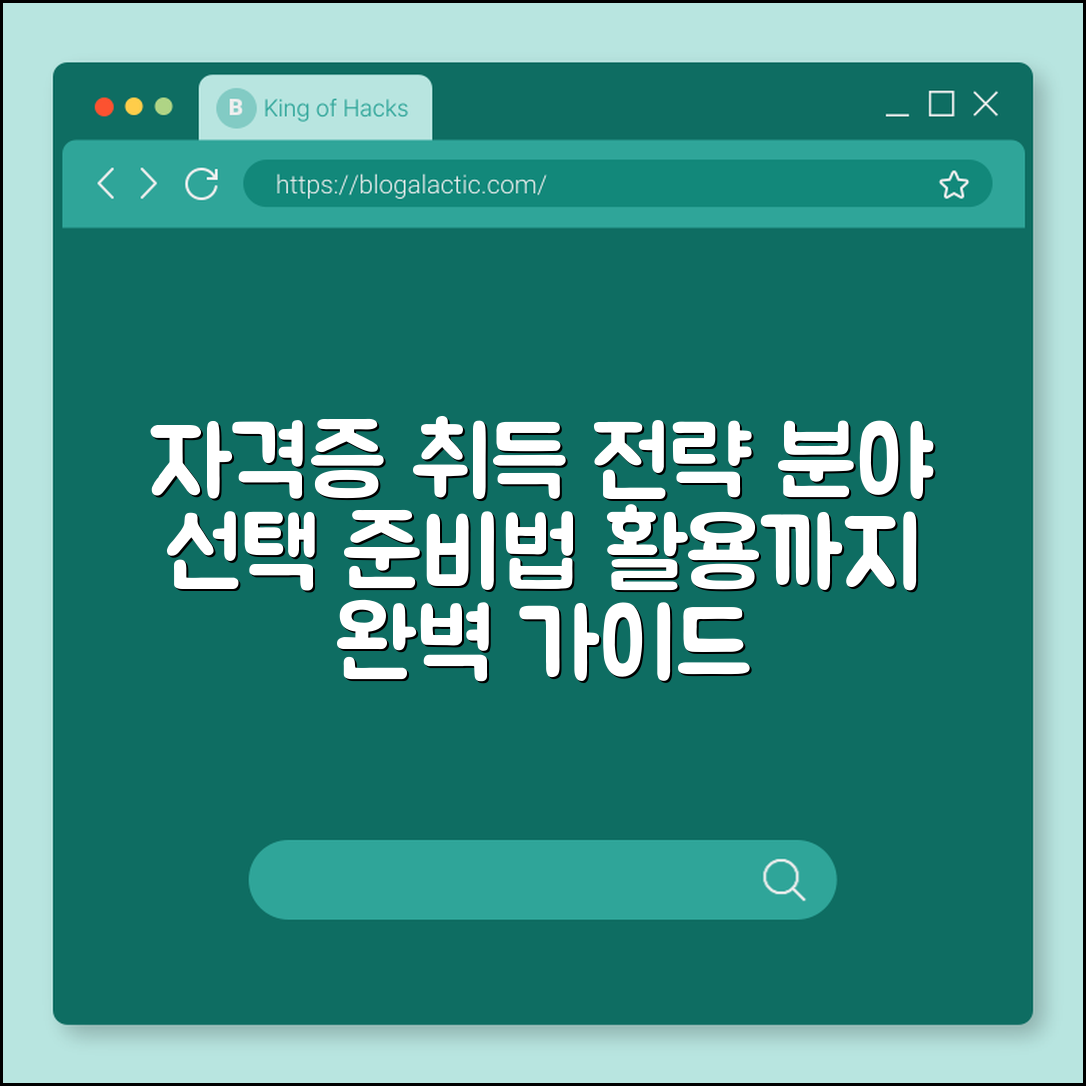 자격증 취득 전략 (분야선택, 준비, 활용)