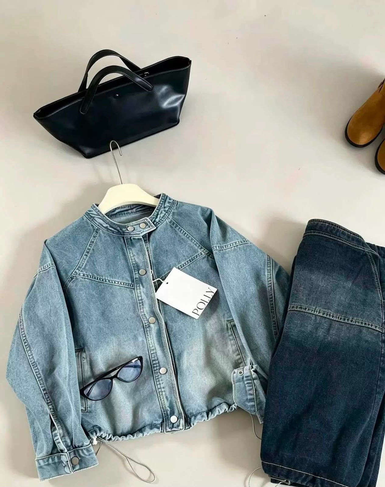 áo khoác jean khóa kéo cổ trụ nút XONXEN SHOP 070 – Image 2