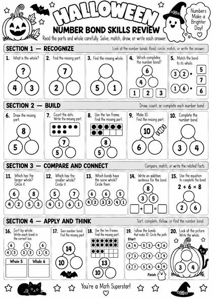 Halloween Number Bond Skills Review