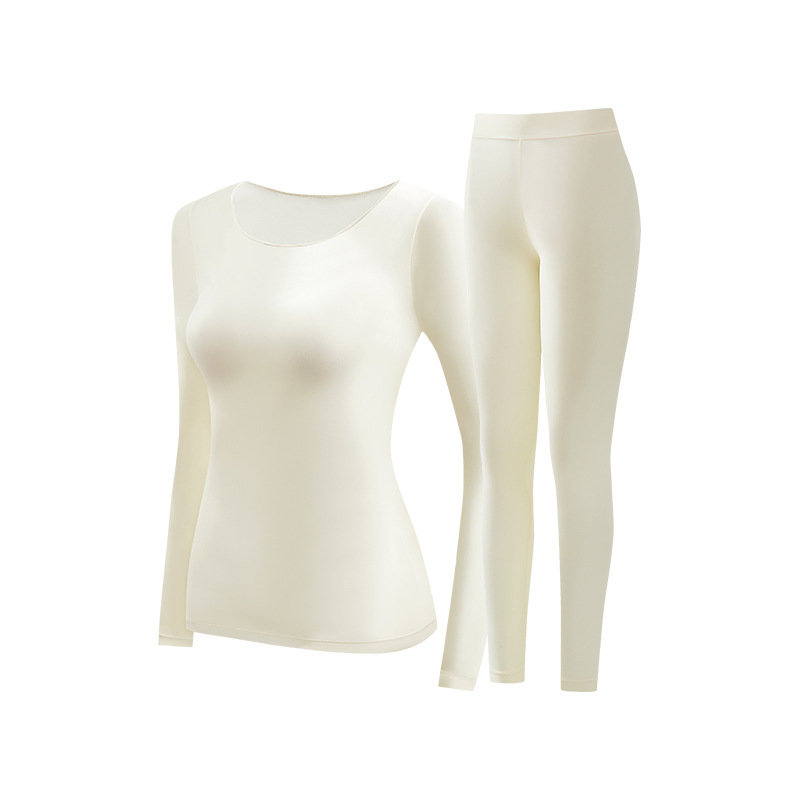 Damen Thermo-Unterwäsche, elastisch, einfarbig, Rundhals