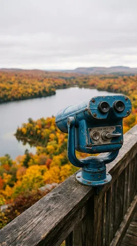 Public Binoculars at Scenic Lakeside Viewpoint