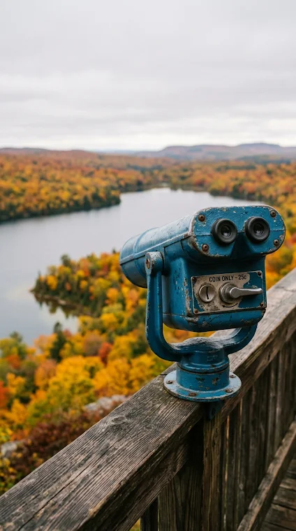 Public Binoculars at Scenic Lakeside Viewpoint