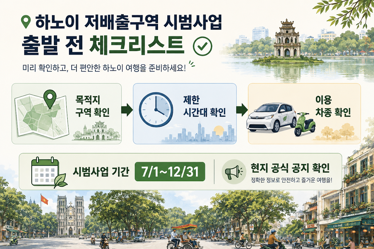 하노이 저배출구역 이동 전 확인 순서