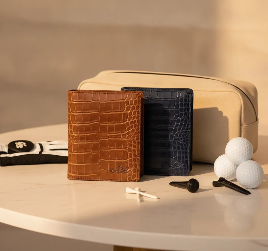 Best golf accessories for women with two premium leather scorecard holders for organization and style
