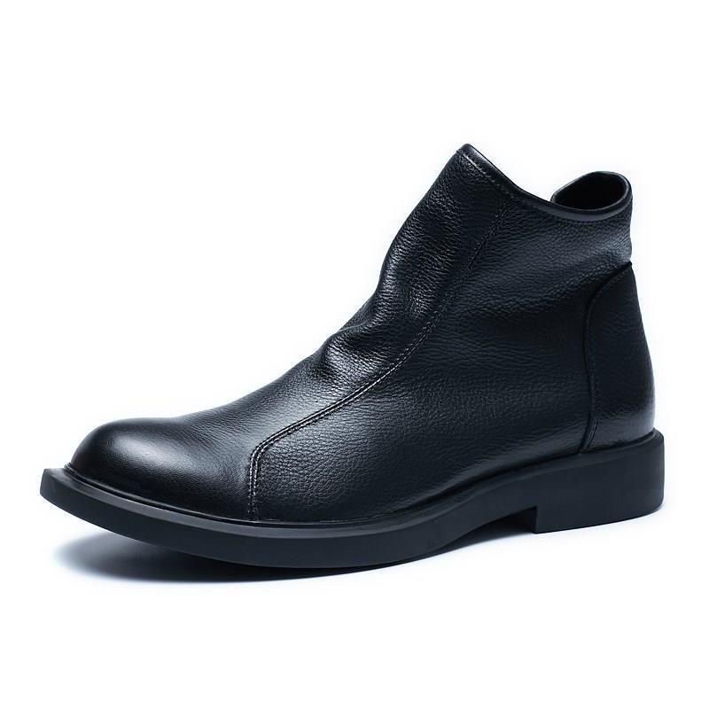 Men's Chelsea boot made of genuine leather with zipper