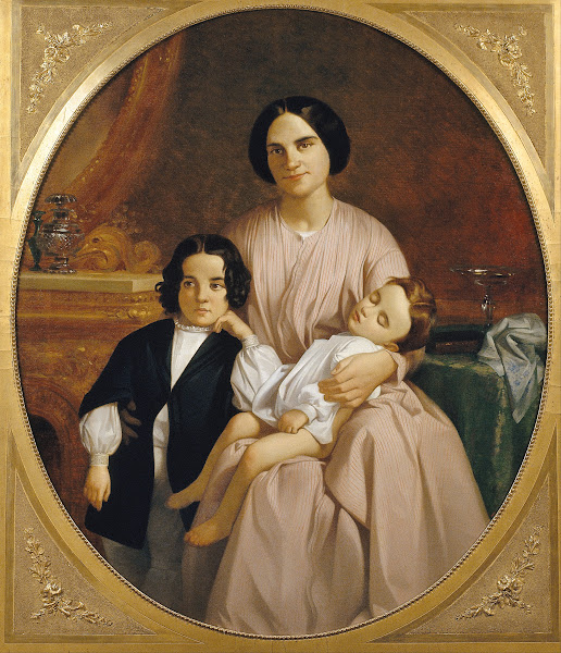 Portrait of the Painters Wife and Children Around 1860 1865