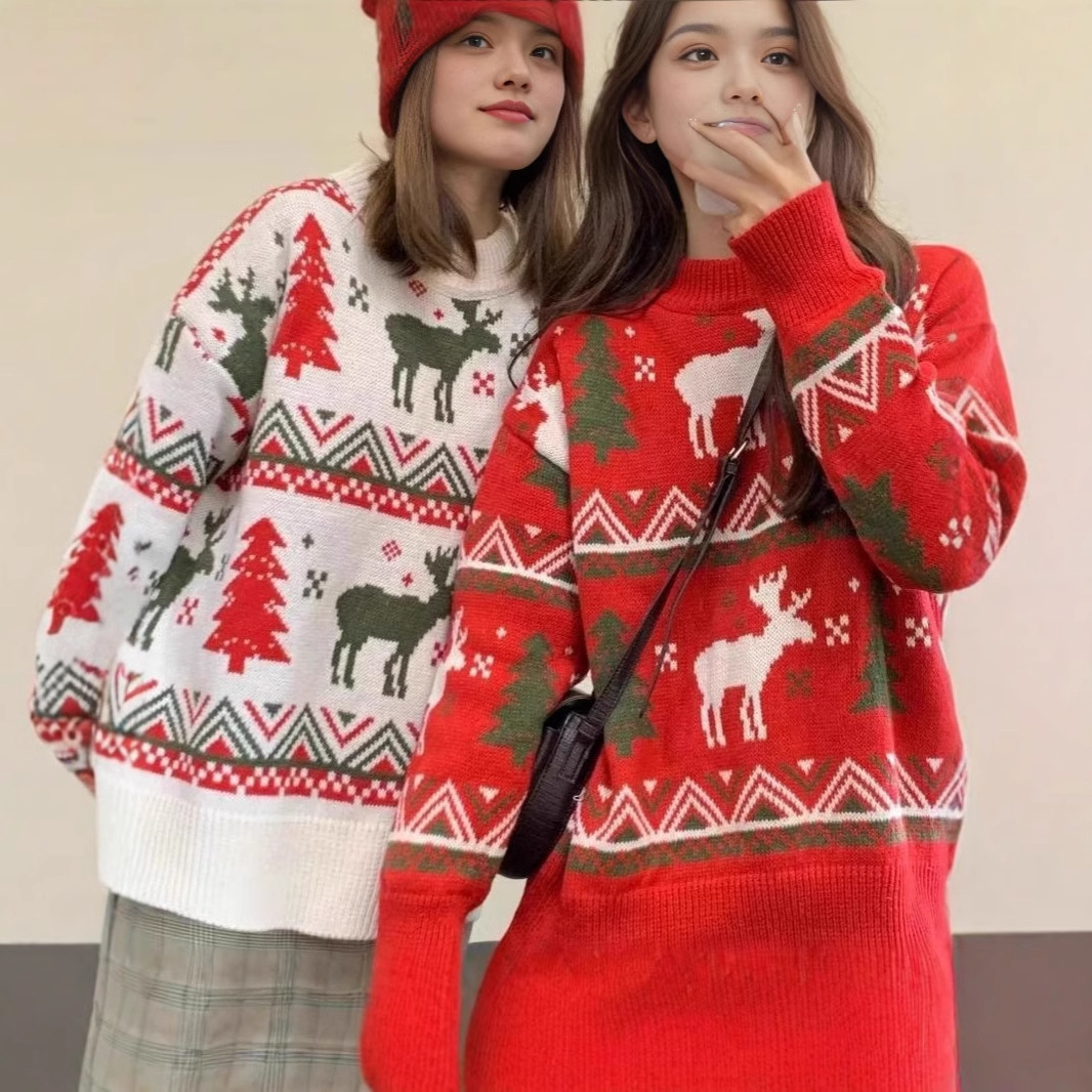Women’s Christmas Sweater with Reindeer Motif