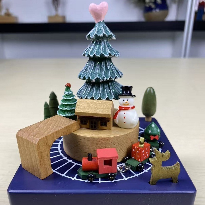 Decorative wooden music box for Christmas