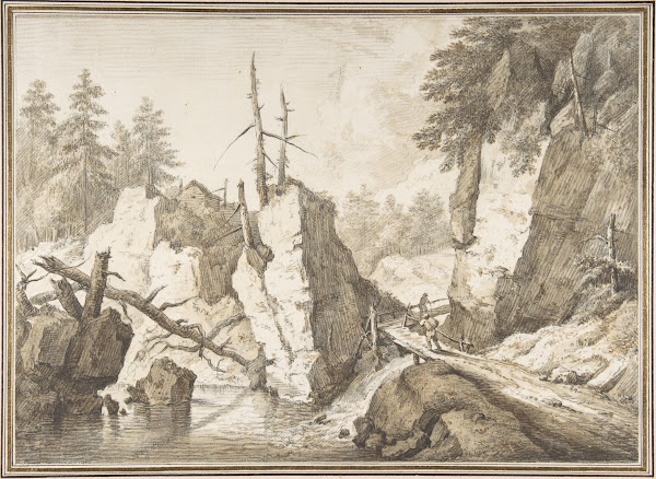 Swiss mountain landscape with small bridge spanning a brook 175181