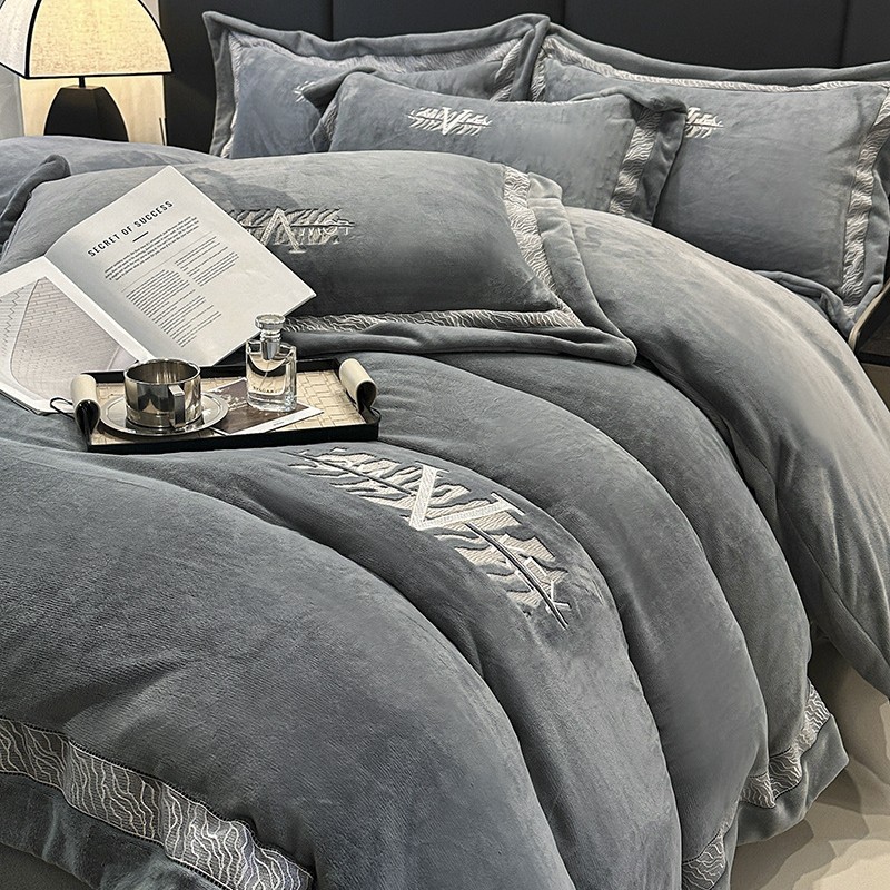 Milchfleece-Bettwäsche-Set, unifarben, wärmend