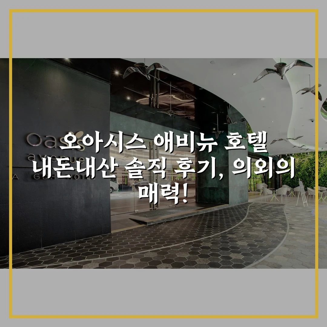 오아시스 애비뉴 호텔 내돈내산 솔직 후기, 의외의 매력!