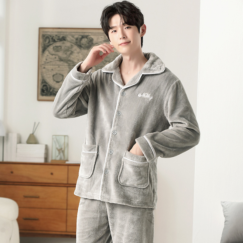 Paar-Pyjama-Set, Korallenfleece, warm mit Reißverschluss