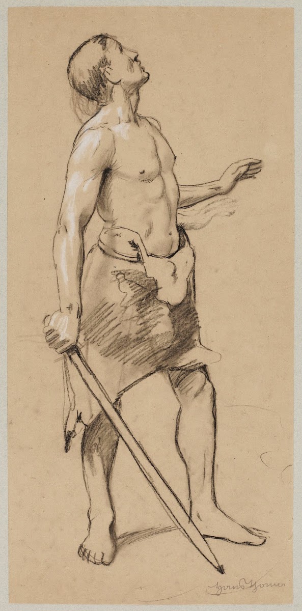 Study of the Figure of a Semi Nude Male in a Leather Loincloth Holding a Sword 1