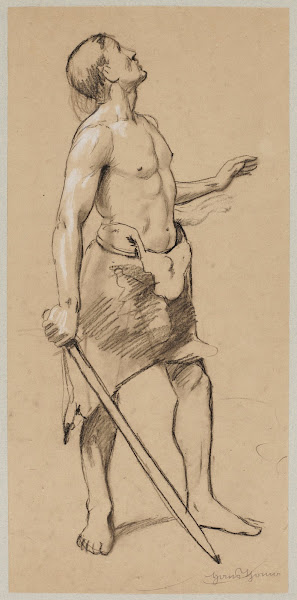 Study of the Figure of a Semi Nude Male in a Leather Loincloth Holding a Sword 1