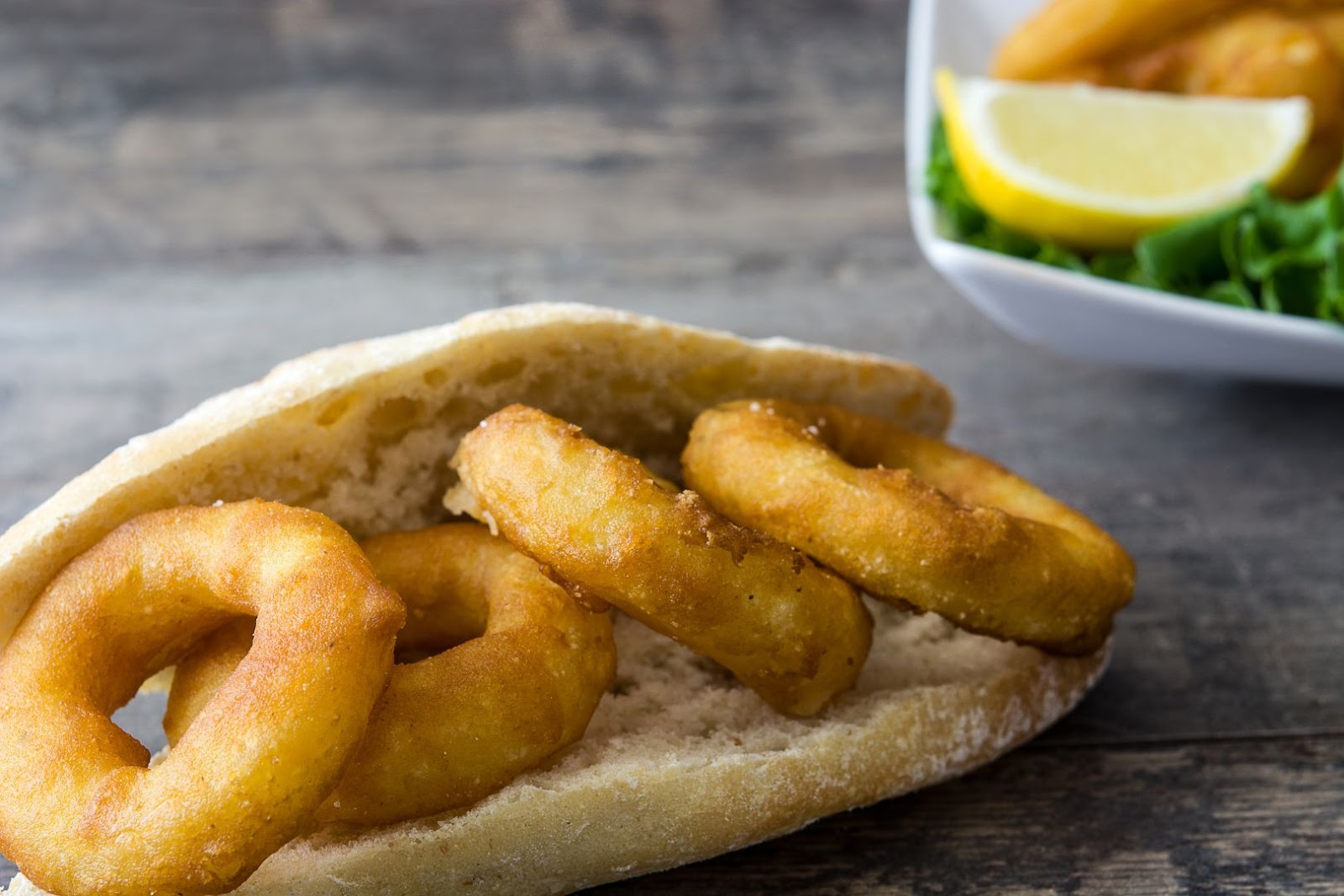 Fried calamari sandwich