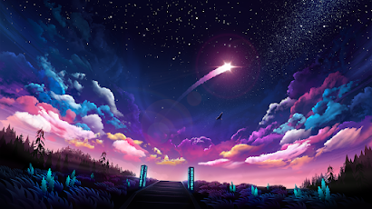 Colorful, Comet, Sky, Space, Stars Full HD Wallpaper Background