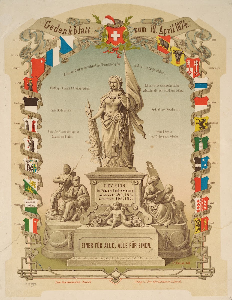 Gedenkblatt Zur Revision Der Bundesverfassung Circa 1874