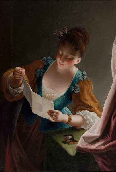 Jeune femme lisant une lettre daprès Raoux