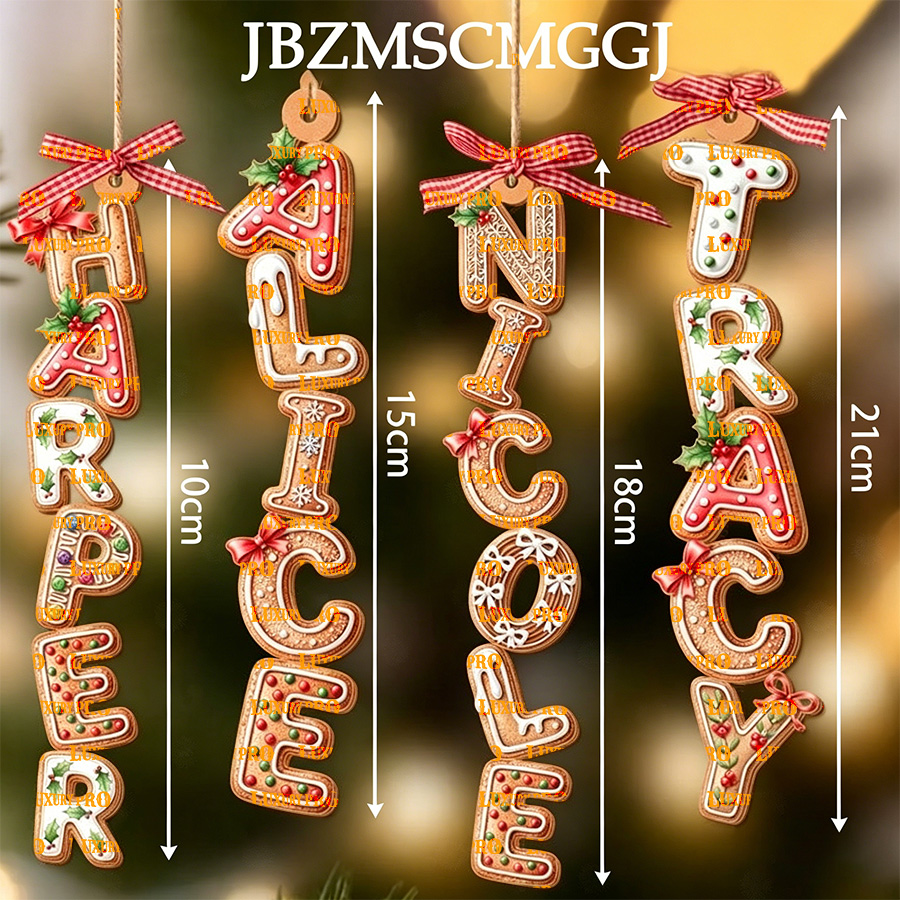 Gingerbread Letter Double-Layer Wooden Pendant