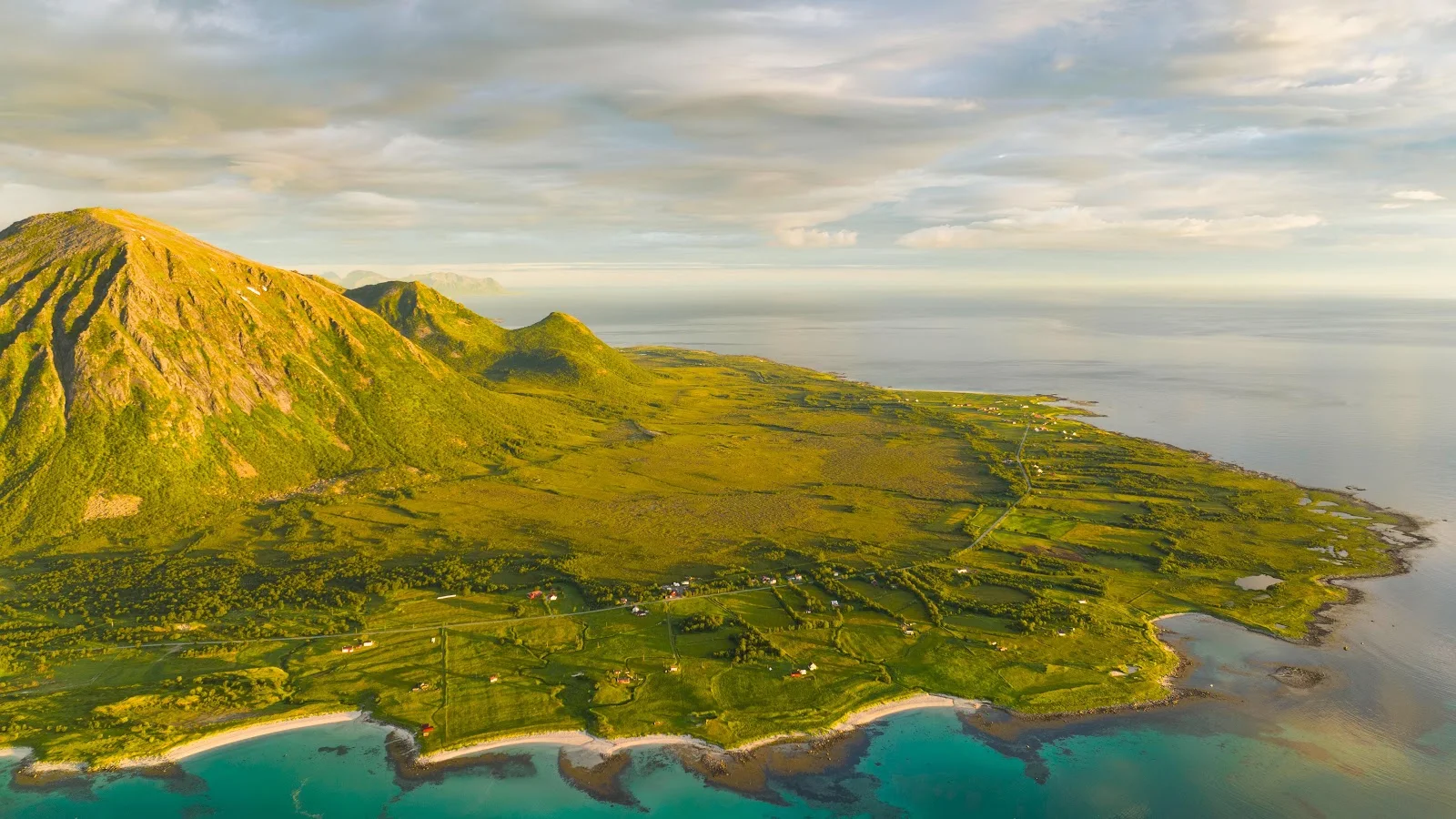 Lush Coastal Mountain Landscape - Aerial Landscape Photography 5K Wallpaper (5120x2880)