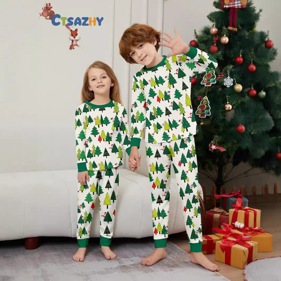 Christmas Family Pajama Set with Christmas Tree Print