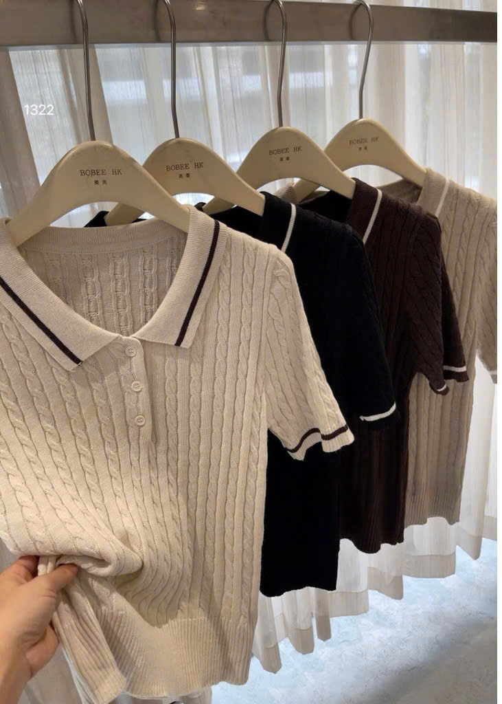 Áo len cổ bẻ trơn viền cổ XONXEN SHOP 5116 – Image 4