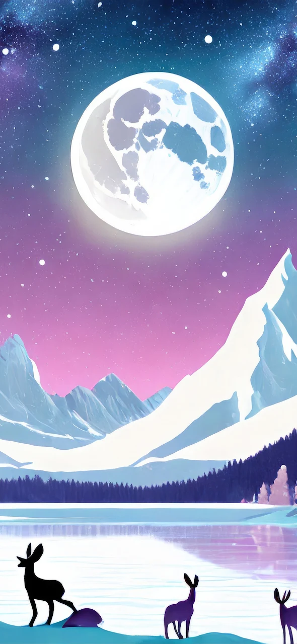 Animals Moon Cold Night 4K iPhone Phone Wallpaper