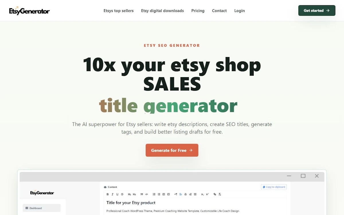 Captura de Etsy generator