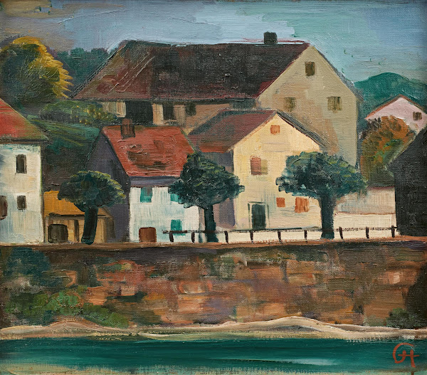 Häuser am Rhein 1920