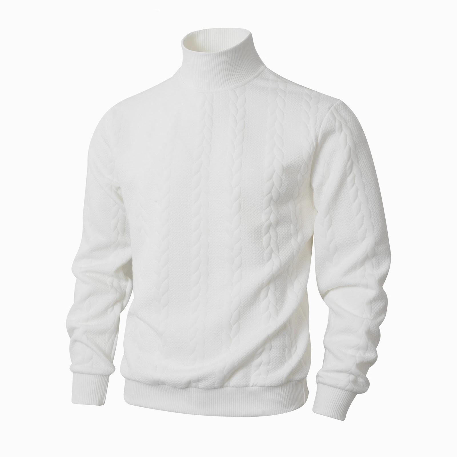 Men's knit sweater with stand-up collar, breathable