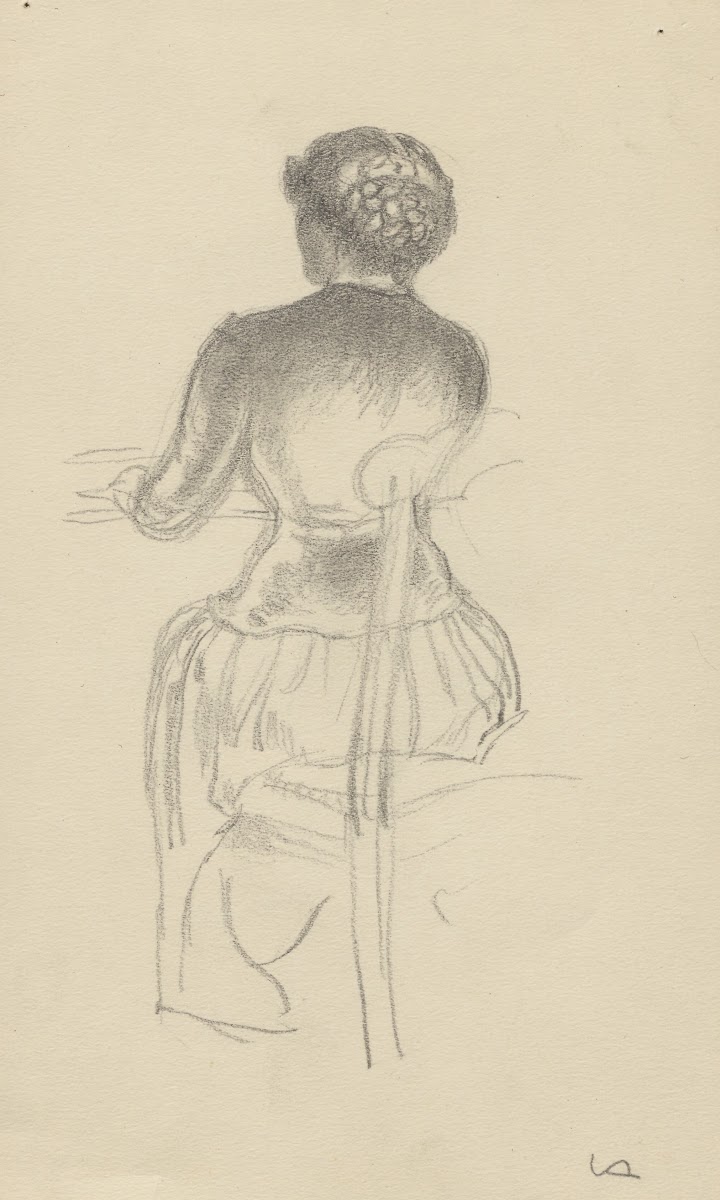 Marie Emilie sitting at a table seen from behind 1895 1928