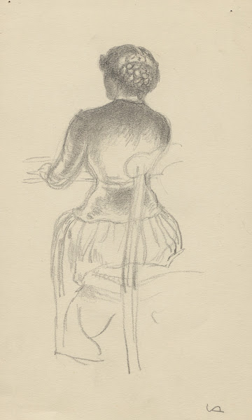 Marie Emilie sitting at a table seen from behind 1895 1928