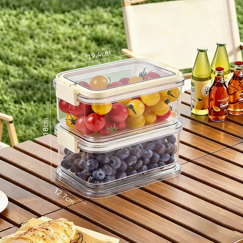 Frischhaltebox mit Kühlelement und Abtropfplatte