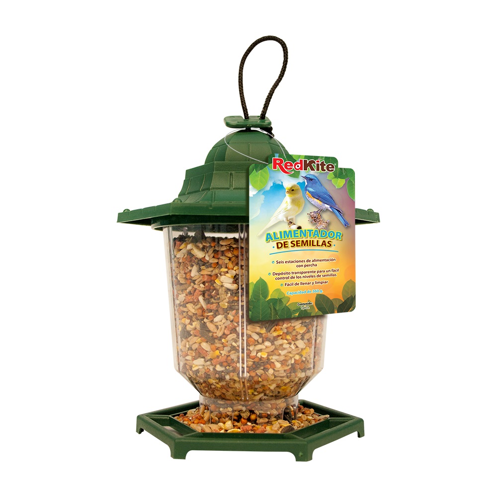 Alimentador de semillas de plástico para ave Redkite™, de 360 g
