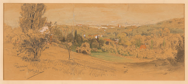 Blick über Pötzleinsdorf auf Wien von der Julienhöhe aus 1907