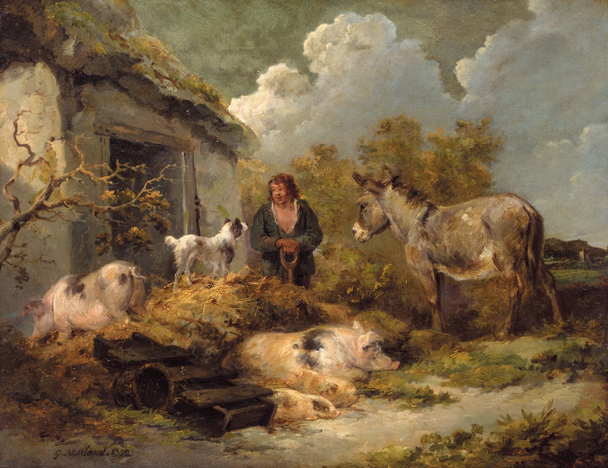 A Farm Boy With a Donkey Pigs And a Sheep Dog 1792