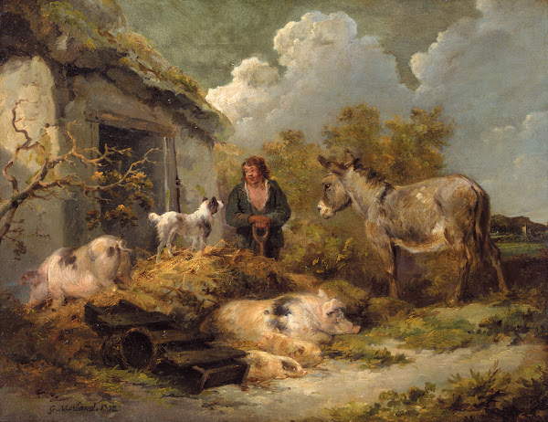 A Farm Boy With a Donkey Pigs And a Sheep Dog 1792
