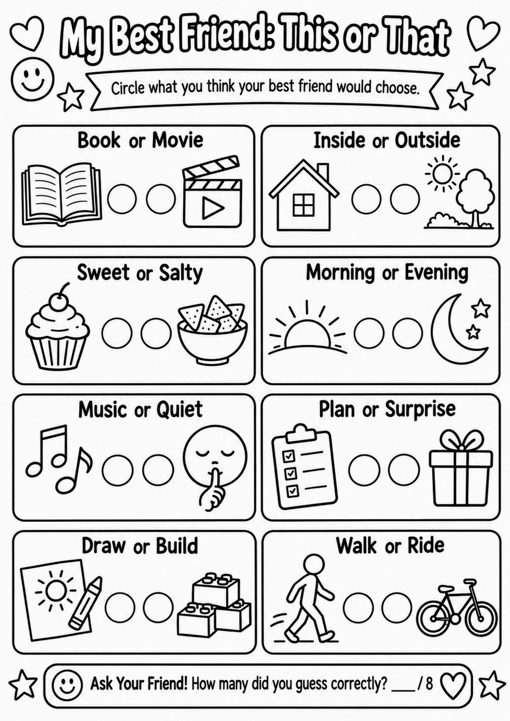 My Best Friend: This or That Worksheet