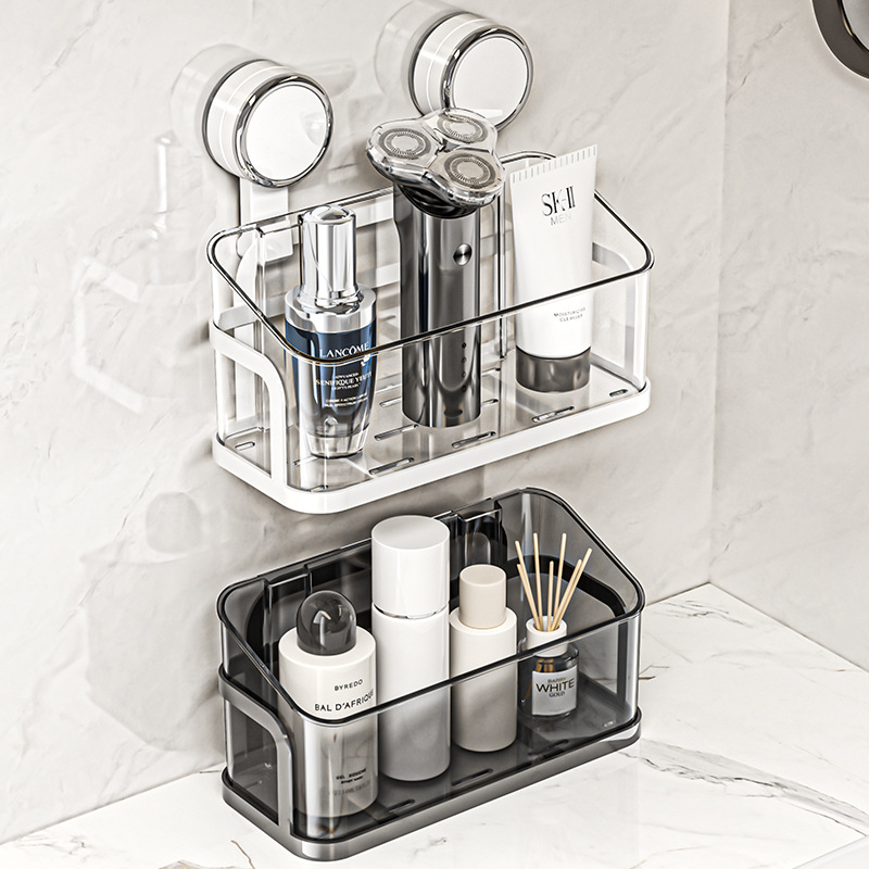 Wall-mounted cosmetic shelf with suction cup, model YM.7052