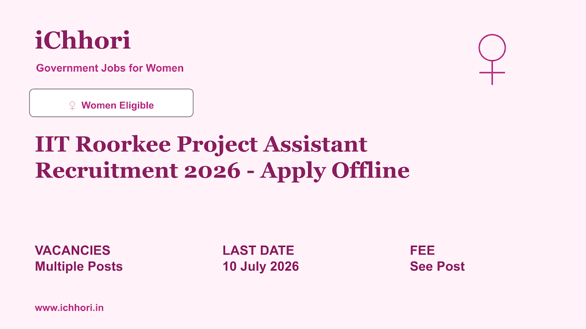 IIT Roorkee Project Assistant Recruitment 2026 - Apply Offline - iChhori